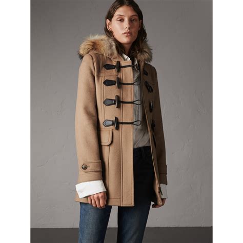 manteau burberry femme camel|burberry camel duffle coat.